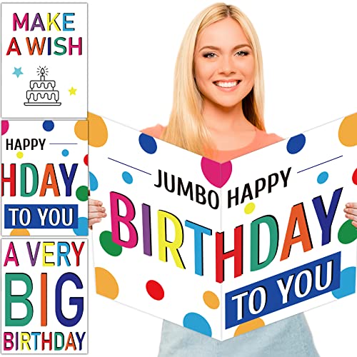 party greeting 3 PCS Jumbo Birthday Cards 22 x 14 Inch Giant Guest Book Big Size Birthday Cards with Envelopes Happy Birthday Parties Decorations Supplies Extra Large Gifts for Women Men Boss