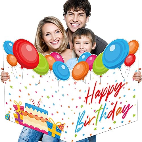 algpty 2 Pack Jumbo Birthday Cards 22 x 14 Inch, Large Birthday Guest Book Alternative Signature Board for Women Men Giant Large Birthday Greeting Cards for Girl Boy Birthday Supplies, Excluding Envelope