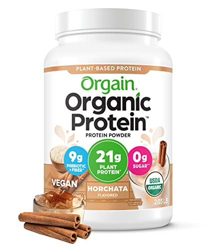 Orgain Organic Vegan Protein Powder, Horchata - 21g of Plant Based Protein, Low Net Carbs, Gluten Free, Lactose Free, No Sugar Added, Soy Free, Kosher, Non-GMO, 2.03 Lb