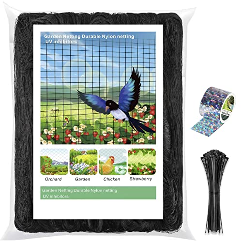 WOSCMI Bird Netting - 25 X 50 feet Garden Netting for Birds Tree Nets for Fruit Trees 3/4 inch Mesh Size Bird Netting for Garden