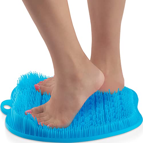 Shower Foot Massager Scrubber - Improves Foot Circulation & Reduces Foot Pain - Soothes Tired Achy Feet And Scrubs Feet Clean - Non Slip With Suction Cups