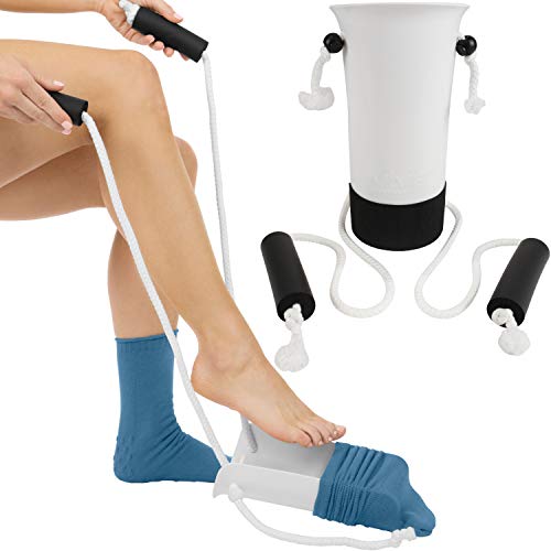 Vive Sock Aid - Easy On and Off Stocking Slider - Donner Pulling Assist Device - Sock Helper Aide Tool - Puller for Elderly, Senior, Pregnant, Diabetics - Pull Up Assistance Help