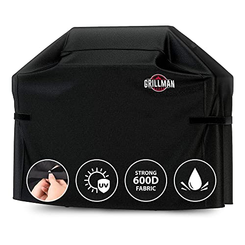 Grillman Premium Grill Cover for Outdoor Grill, BBQ Grill Cover, Rip-Proof, Waterproof, Top Heavy-Duty Large Grill Covers for Outside, Barbecue Cover & Gas Grill Covers (58" L x 24" W x 48" H, Black)