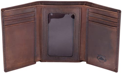 Stealth Mode Trifold Leather Wallet for Men with RFID Blocking (Brown)
