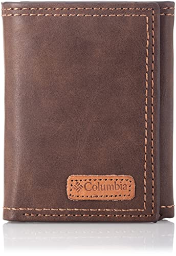 Columbia Men's RFID Genuine Leather Trifold Wallet With ID Window, Credit Card Pockets