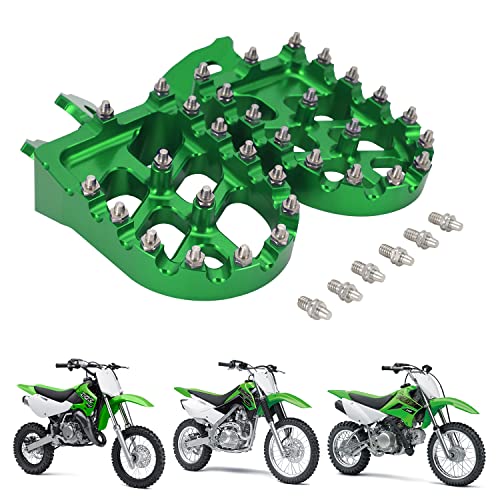 AnXin Foot Pegs Motorcycle Footpegs Foot Pedals Rests CNC for KLX 110 KLX110 2002-2023 KLX110L 2010-2023 KX60 1998-2003 Green OEM 34028-1237 34028-1238