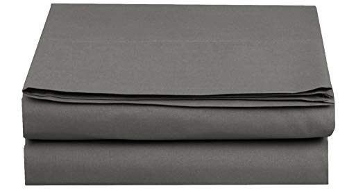 Elegant Comfort 1500 Thread Count 1-Piece Flat Sheet, Wrinkle-Free, Stain-Resistant, Queen, Gray