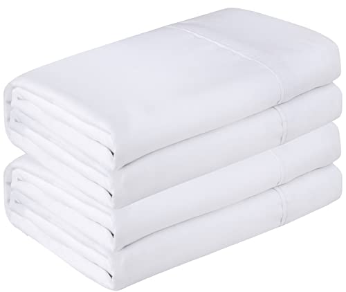 Royale Linen 2 Pack Bulk Flat Sheet Set - Top Sheet - Soft 1800 Microfiber - Wrinkle & Stain Resistant - for Hotel, Massage Table, Hospital, Dorm - Queen Flat Sheet Sold Separately (Queen, White)