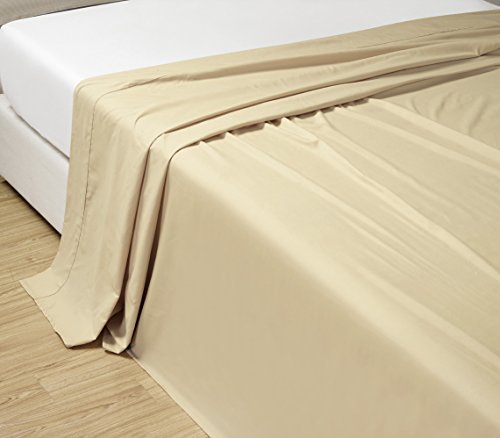 Queen Size, Ivory Solid Flat Bed Sheet -Super Silky Soft -Sale -High Thread Count-Double Brushed Microfiber -1500 Series-Wrinkle, Fade, Stain Resistant