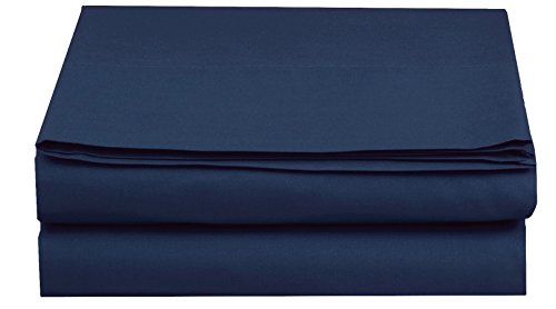 Elegant Comfort Premium Hotel Quality 1-Piece Flat Sheet, Luxury & Softest 1500 Thread Count Egyptian Quality Bedding Flat Sheet, Wrinkle, Stain and Fade Resistant, Queen, Navy
