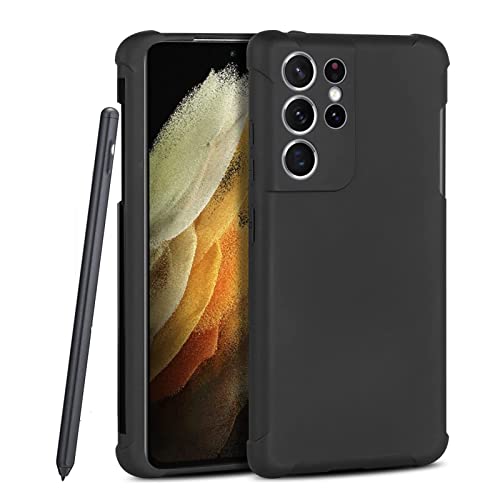 Gufiire for Galaxy S21 Ultra Case with S Pen Holder, Airbag Corners Protection Military Grade Shockproof, Built-in Stylus Slot, Soft TPU Slim fit for Samsung Galaxy S21 Ultra 5G 6.8" (Matte Black)