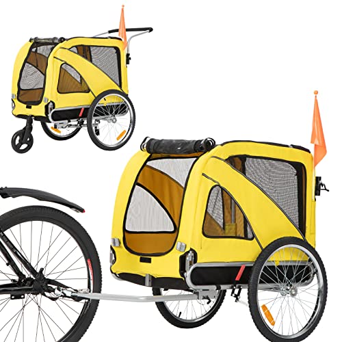 Sepnine & Leonpets Dog cart of 2 in1 Large pet Dog Bike Trailer Bicycle Trailer and Jogger 10202 Yellow