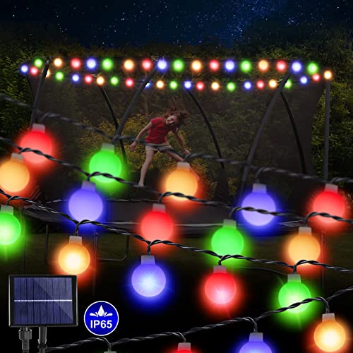 Tequie Waterproof 39.3Ft Trampoline Lights, Trampoline LED Lights Solar Powered for 12Ft, 10Ft, 8Ft, 6Ft, 5Ft Trampoline - Outdoor Game Trampoline Accessories, Good Gift for Kids.