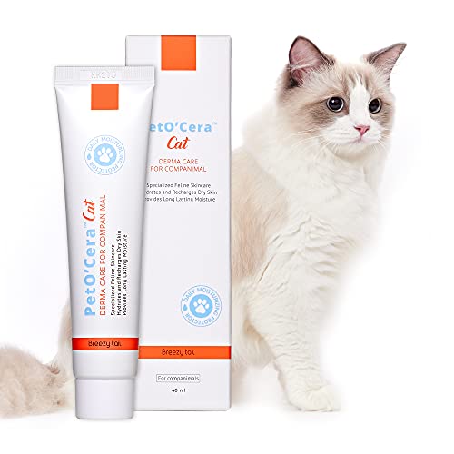 Breezytail PetOCera Itchy Skin Relief Treatment Cream for Cats - Paw Lotion Soothing Balm | Cat Skin Ointment & Dermatitis Solution for Normal Dry Irritated and Sensitive Skin | 1.35oz