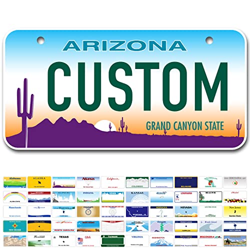 Mini License Plates Personalized, Custom License Plate for Bikes, ATV, Kids Car, Golf Cart, US 50 States Style - 3x6 inch Rust-Free Metal - Single/Duplicate Option, Made by: My Sign Center, USA