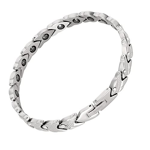 Magnetic Lymph Detox Bracelet for Women, Titanium Power Lymph Drainage Magnetic Bracelet for Arthritis Pain Relief, with Powerful Neodymium Magnet, Adjustable Length, Diamond, Mother's Day Gift Father's Day Gift