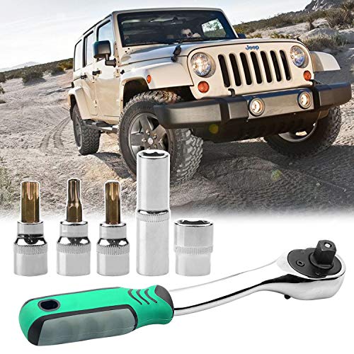 MOEBULB Install Removal Ratchet Wrench Torx Tool Kit Compatible with 2007-2019 Jeep Wrangler JL JK 2-4 Doors Hard Top & Door Replace 82214166AB 68361574AB