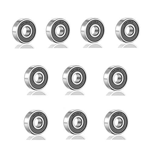 10 Pack 608 2RS Ball Bearings  Bearing Steel and Double Rubber Sealed Miniature Deep Groove Ball Bearings for Skateboards, Inline Skates, Scooters (8mm x 22mm x 7mm)