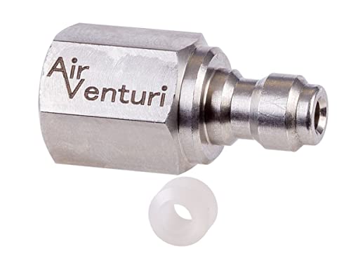 Air Venturi Male Quick-Disconnect, 1/8 BSPP Female Threads, Steel, Rated to 5000 PSI, Incl. Delrin Seal