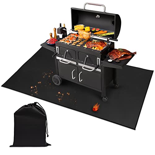 Hepotk Grill Mats for Outdoor Grill - 40 x 50 Inch Fireproof Pit Mat Protects Decks and Patio - Oil-Proof & Waterproof Grill Pad for Fire Pit