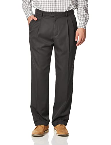 Perry Ellis mens Classic Fit Elastic Waist Double Pleated Cuffed Dress Pants, Castlerock, 40W x 30L US