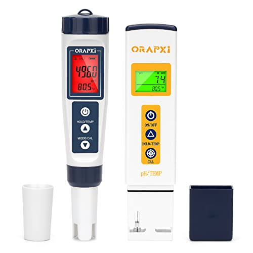 ORAPXI Pool Salt Tester and pH Tester for Saltwater Pool Salinity and pH Meter Kit for Pool Hot Tub and Spa (Range 0-9000ppm, 0.00-14.00pH)