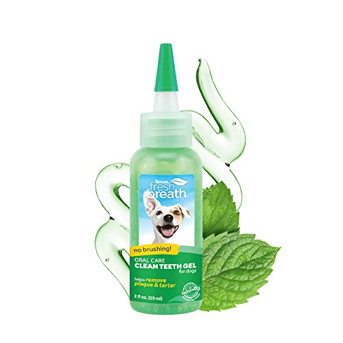 TropiClean Fresh Breath NO BRUSH Clean Teeth Oral Care Gel for Dogs, 2oz - Dental Care Toothpaste Gel Helps Remove Plaque & Tartar + Breath Freshener