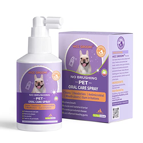 HICC Groom! Dog & Cat Breath Freshener Dental Care Spray, Gentle Anti-inflammatory Dog Bad Breath Treatment, Remove & Fight Bad Breath Caused by Tartar and Plaque for Dogs & Cats, 5.1 Fl Oz