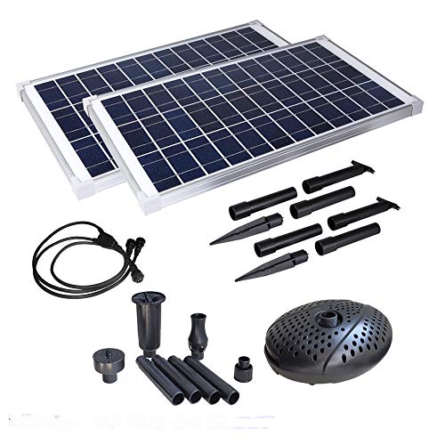 My Natural Pond 100W 1,268 GPH Powerful Attractive Reliable Twin Panel Solar Powered Fountain Pump Kit. Enhance and Aerate Your Pond