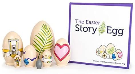 The Easter Story Egg - With Storybook about Resurrection - Colorful Hand Painted Nesting Dolls Toys - 7 Decorative Nesting Eggs - Great Christian or Catholic Gift - Fun way to Teach Kids about Easter!