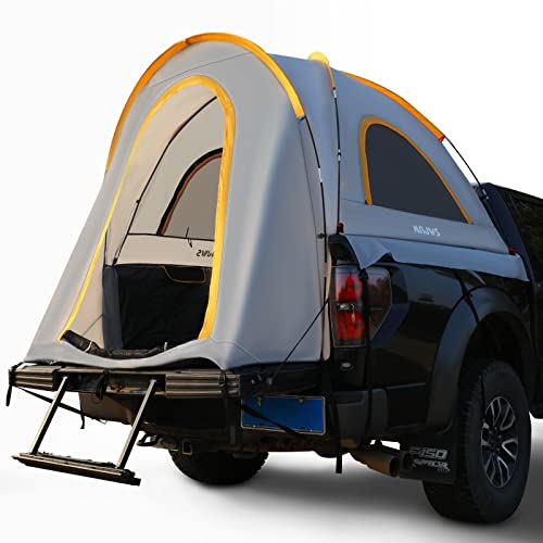 Truck Bed Tent with Rainfly for 5.5-6 FT Truck Bed - 2 Person Waterproof & Windproof Pickup Truck Tent - Portable Double Layer Tent for Camping & Hiking (Gray)