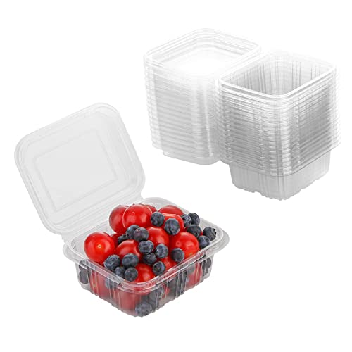 Laojbaba Disposable Transparent Plastic Packaging Box (50 Count) with Cover, Disposable Plastic to Go Boxes fruit and vegetable box,Used to Hold Fruits, Vegetables, Salad