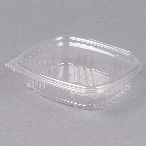 Genpak AD08 | 8oz Clear PET Hinged Deli Container | Patented 360-Degree Seal, Leak-Resistant | Recyclable, Made with up to 30% Post-Consumer Content, BPA Free, Made in The USA | 5.50" x 4.88" x 1.38" Case Count 200