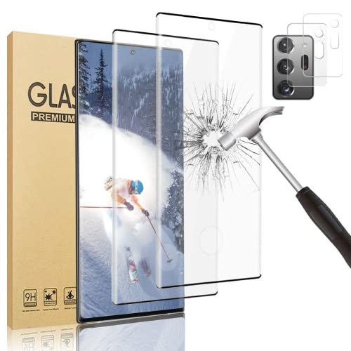 [2+2 Pack] Galaxy Note 20 Ultra Screen Protector, Ultra HD Tempered Glass Film [Scratch Resistant] [3D full coverage ] [9H Hardness] [Fingerprint Unlock] For Samsung Galaxy Note 20 Ultra 6.9 Inch