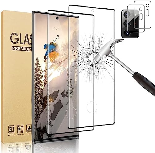 [2+2 Pack] Galaxy Note 20 Ultra Screen Protector, 9H Tempered Glass, Fingerprint Unlock, 3D Curved, HD Clear Scratch Resistant for Samsung Galaxy Note 20 Ultra 5G Glass Screen Protector (6.9 Inch)