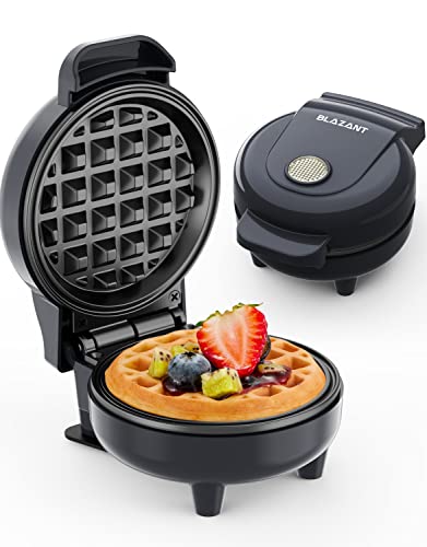 Mini Waffle Maker, Small Waffles Iron Keto Chaffles Single Compact Design Nonstick, Breakfast, Snacks, Hash Browns, 4 Inch Gray 550W BLAZANT