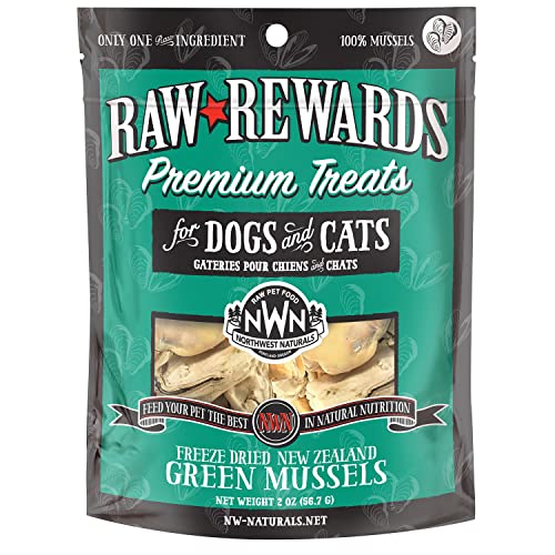 Northwest Naturals Raw Rewards Freeze-Dried Treats for Dogs and Cats Green-Lipped Mussels  Gluten-Free Pet Food  2 Oz.