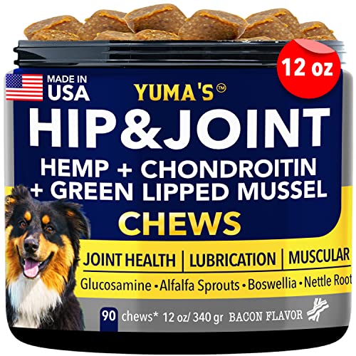 YUMA'S Hip and Joint Supplement for Dogs, Senior Advanced Glucosamine and Chondroitin to Help Relieve Pain, Alleviate Joint Stiffness with Green Lipped Mussel and MSM (Senior, 12 oz)