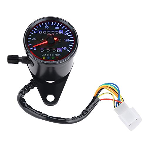 Motorcycle Odometer, LED Backlight 12 V Motorcycle Dual Tachometer Odometer Speedometer Gauge Kit Cafe Racer