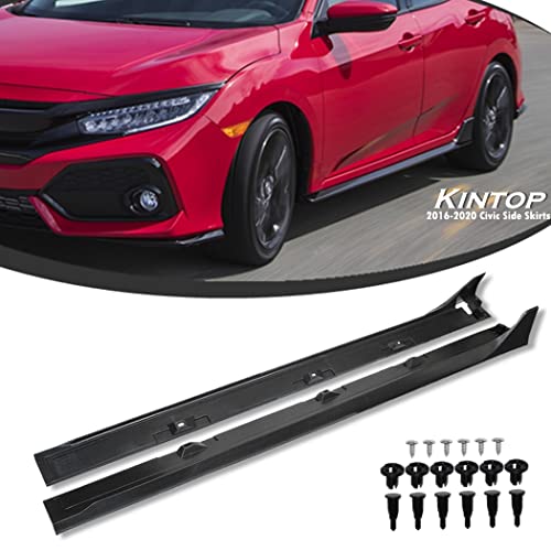 Kintop Side Skirts Extension Compatible with Honda Civic 2016-2020 DX EX LX Si 4-Door Sedan, Cars Side Skirt Type-R Style Side Splitters Rocker Panel Bottom Line Body Kit Black