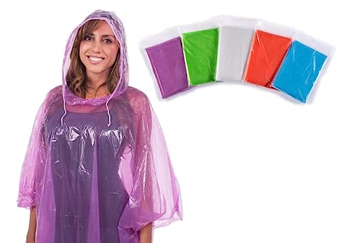 Clear Harbour Emergency Disposable Rain Poncho Pack for Adults | Women and Men's Rain Ponchos in Bulk | Extra Thick, Waterproof Reusable .03mm PE Plastic Material for Travel, Survival, and Fun.