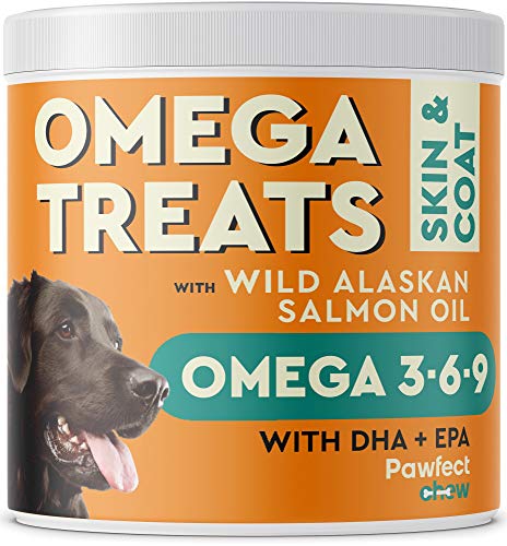 PawfectCHEW Fish Oil Omega 3 for Dogs - Allergy Relief - Joint Health - Itch Relief, Shedding - Skin and Coat Supplement - Alaskan Salmon Oil Chews - Omega 3 6 9 - EPA & DHA Fatty Acids