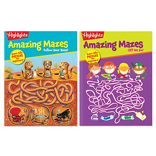 Highlights Amazing Mazes Maze Books for Kids Ages 3-6, 2-Pack, 144 Pages - Beginner Level