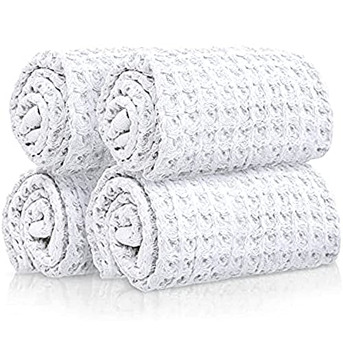 Sutera - Wash Towels Extra Absorbent Silverthread Washcloths Set - Pack of 4 White - 100% CA-Grown Cotton - Luxury Soft Durable Quick Drying Fabric Bathroom Face Cloths 12"x12"
