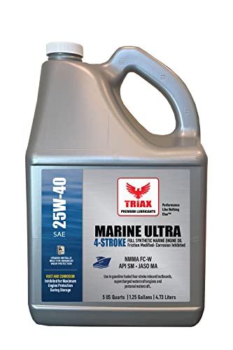 TRIAX Marine Ultra 25W-40 4-Stroke Full Synthetic Marine Engine Oil (5 Quart Jug)