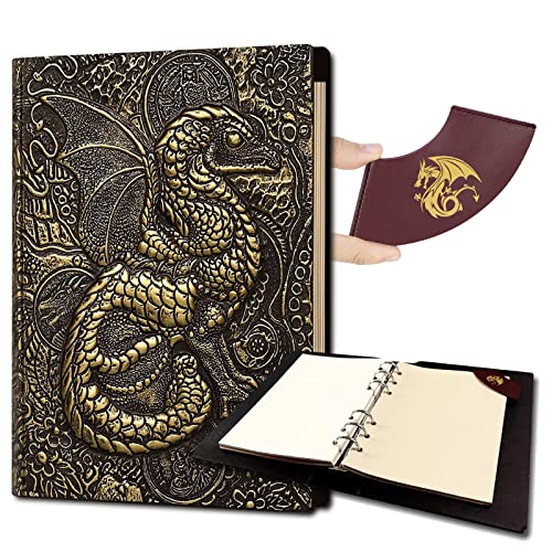 Ancient Deer DND Campaign Journal,D&D Notebook binder with Bookmark Set.for dungeons and dragons magic the gathering RPG Notepad GM & Player accessories gifts(Bronze Wyrmling)