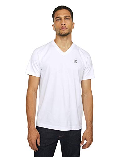 Psycho Bunny Men's Regular Fit Short Sleeve V Neck T-Shirt White