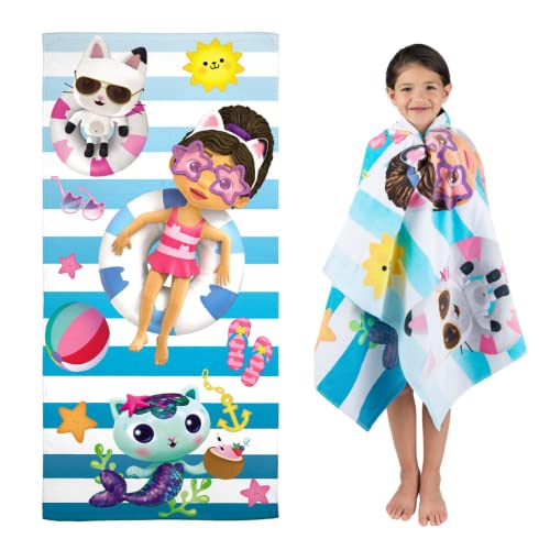 Franco DreamWorks Gabby's Dollhouse Super Soft Cotton Bath/Pool/Beach Towel, 58 in x 28 in, (Official Licensed Gabby's Dollhouse Product)