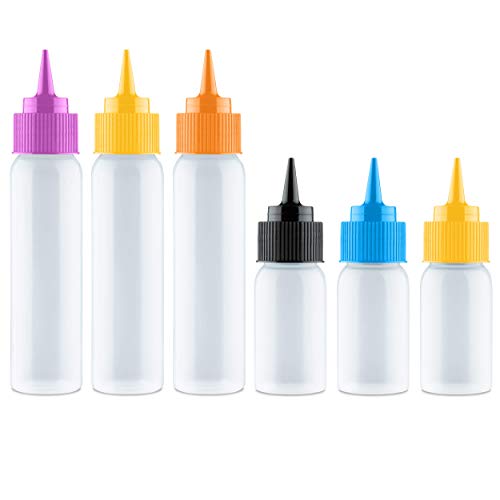 Writer Bottles - 6 Easy Squeeze Applicator Bottles - 3 each (1 and 2 Ounce) - Cookie Cutters and Cake Decorating, Food Coloring and Royal Icing Supplies