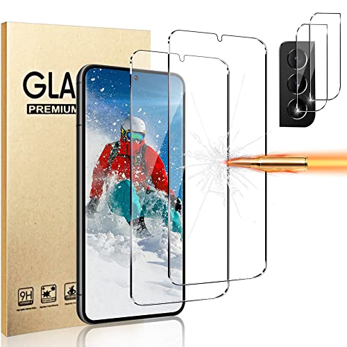 [2+2Pack] Galaxy S22 Plus Screen Protector 9H Tempered Glass + Camera Lens Protector [Bubble Free][Fingerprint Unlock] Anti Scratch,Full Coverage Hd Clear Glass Film For Samsung Galaxy S22 Plus (6.6")